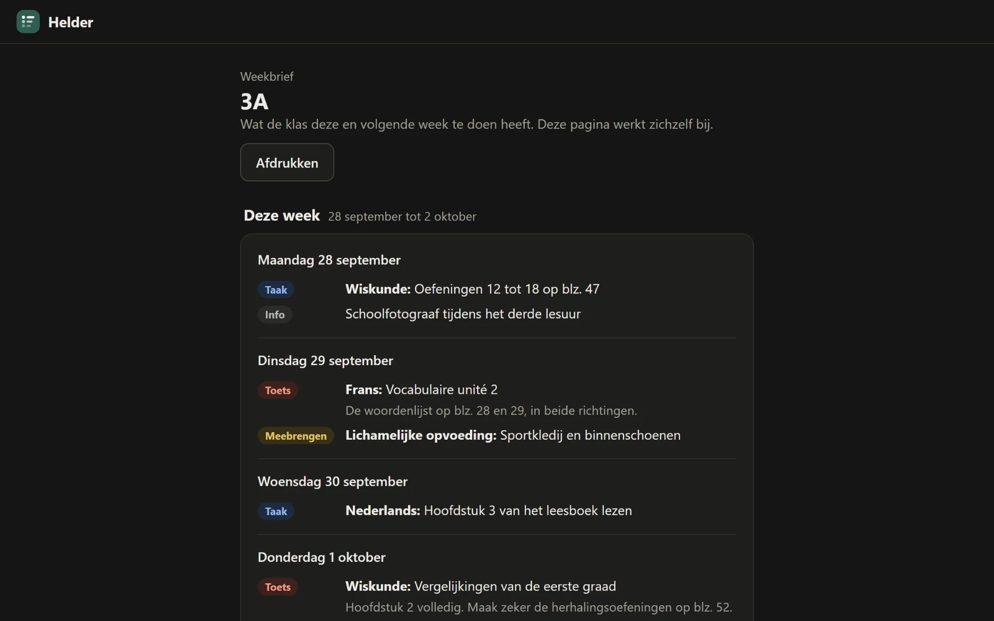 De weekbrief voor ouders, zonder inloggen.